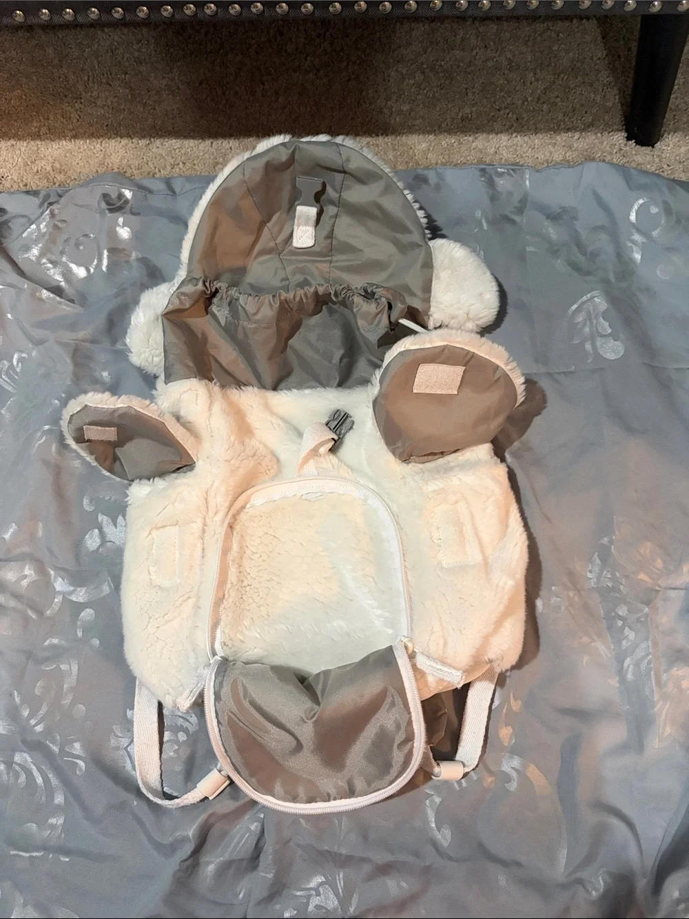 Lands' End Plush Cream Bear Kids Backpack